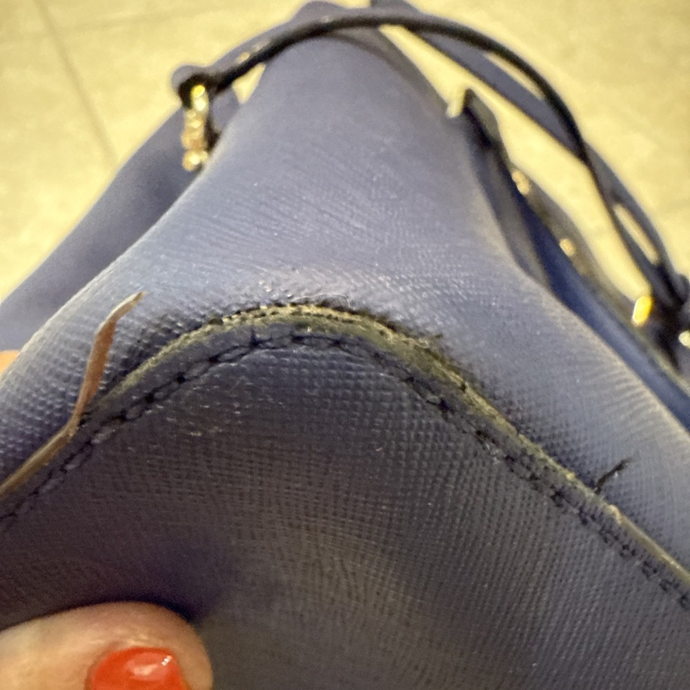 Kate Spade Evangelie Laurel Way Sapphire Blue Saffiano Leather Purse Tote *See - Picture 12 of 16
